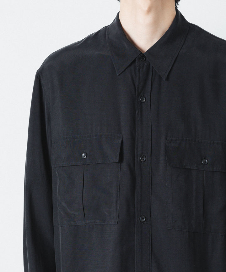 ATTACHMENT アタッチメントのCU/RY FIBRIL TAFFETA PATCH POCKET L/S SHIRT - BLACKの公式通販サイトsession福岡セレクトショップ