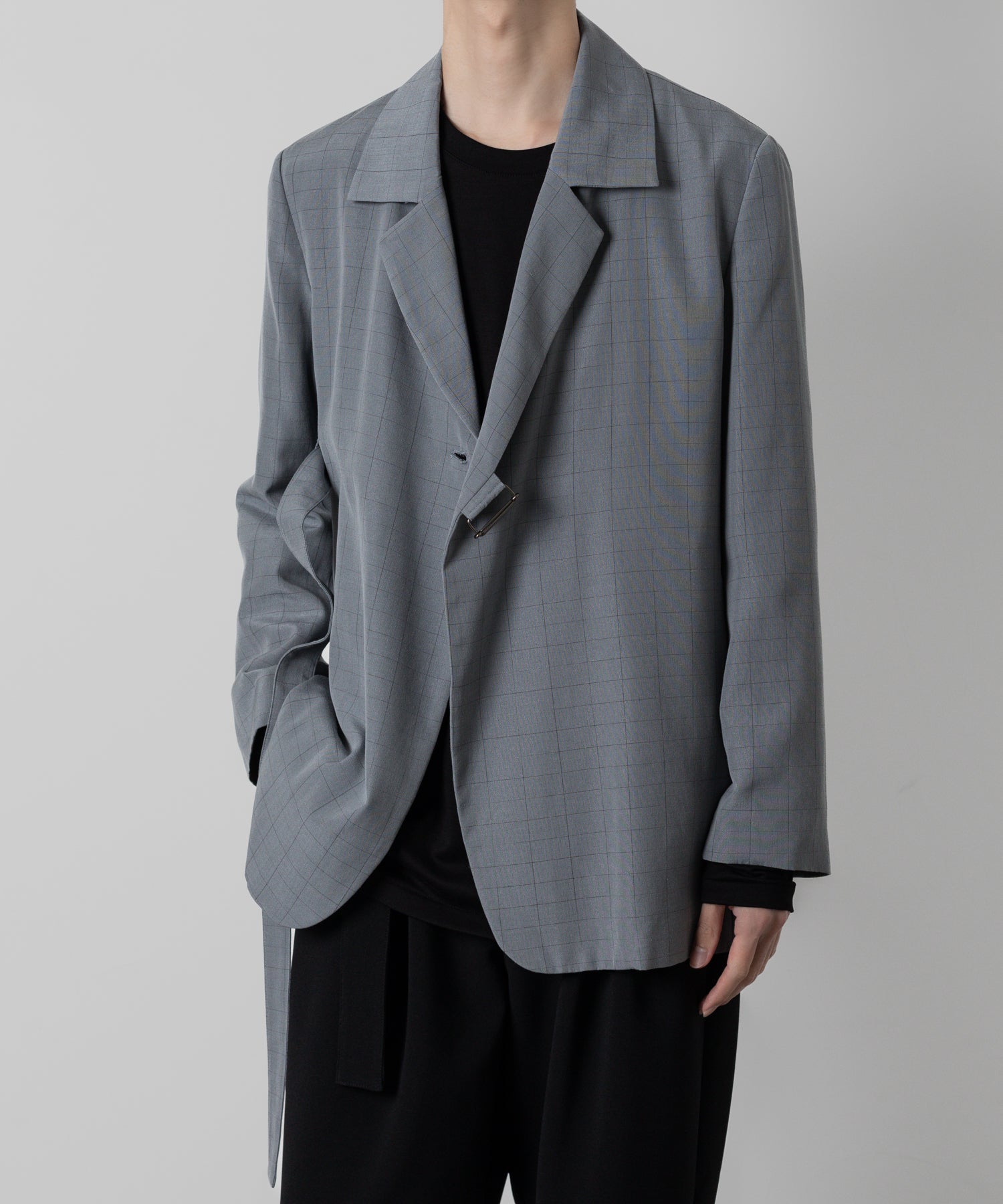 ATTACHMENT(アタッチメント)のGRID CHECK CLOTH BELTED JACKETのC.BLUE