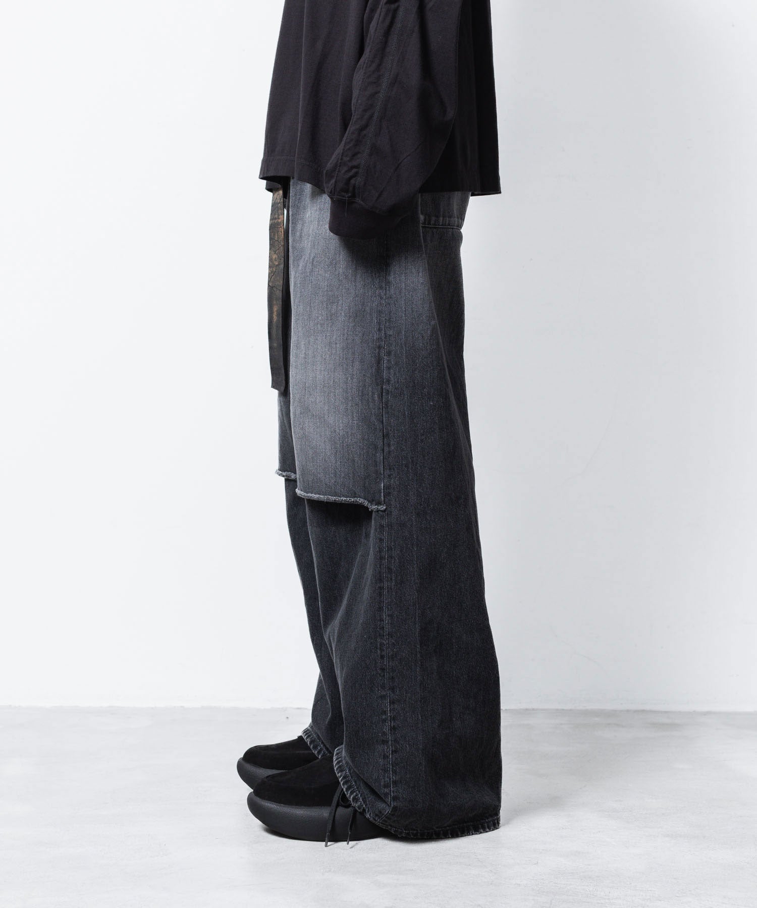 VEIN ヴェインの11OZ DENIM CUT OFF BAGGY TROUSERS - BLACKの公式通販サイトsession福岡セレクトショップ