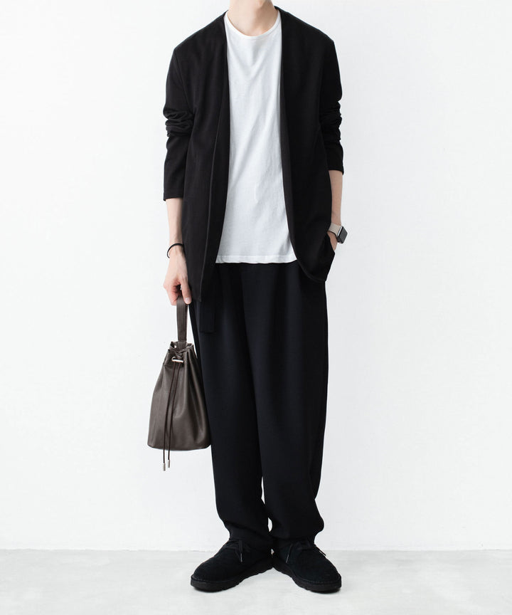 ATTACHMENT アタッチメントのCOTTON DOUBLE FACE COLLARLESS CARDIGAN - BLACKの公式通販サイトsession福岡セレクトショップ