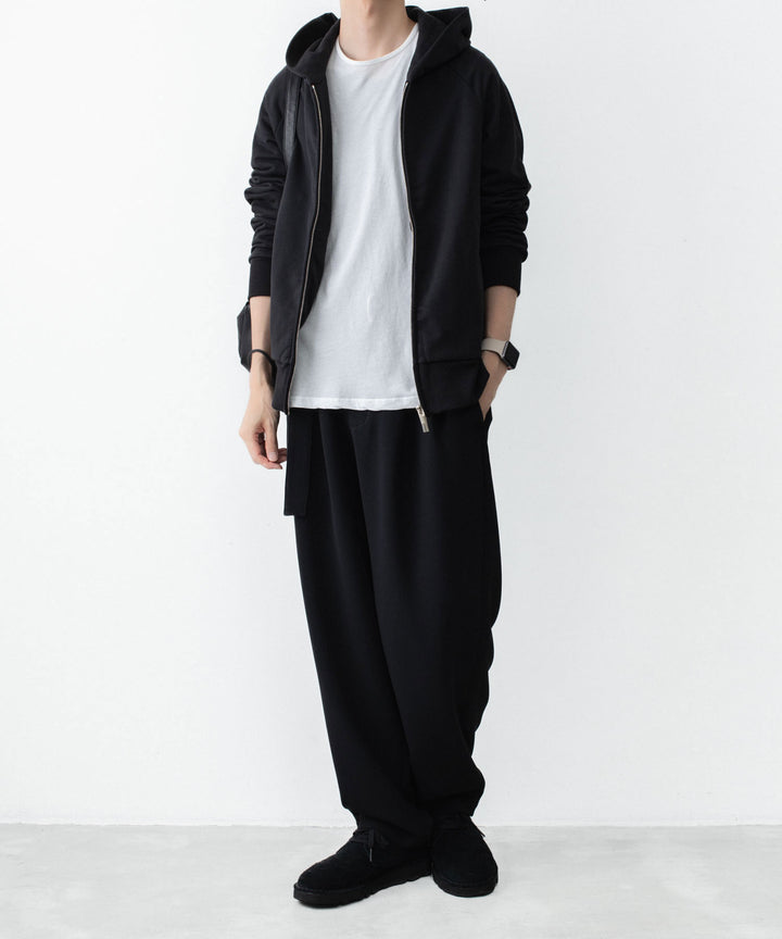 【 ATTACHMENT 】CO STRETCH TERRY ZIP UP HOODIE - BLACK
