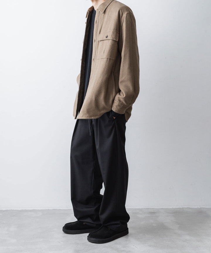 ATTACHMENT アタッチメントのT/W/SI STRETCH GABARDINE 1TUCK EASY TROUSERS - S.BLACKの公式通販サイトsession福岡セレクトショップ