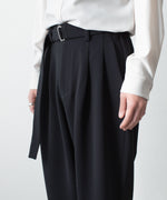 画像をギャラリービューアに読み込む, ATTACHMENT アタッチメントのPE STRETCH DOUBLE CLOTH BELTED WIDE TAPERED TROUSERS - BLACKの公式通販サイトsession福岡セレクトショップ
