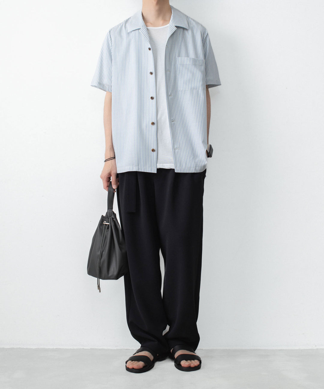 ATTACHMENT アタッチメントのWO/PE STRIPE OPEN COLLAR S/S SHIRT - S.BLUEの公式通販サイトsession福岡セレクトショップ