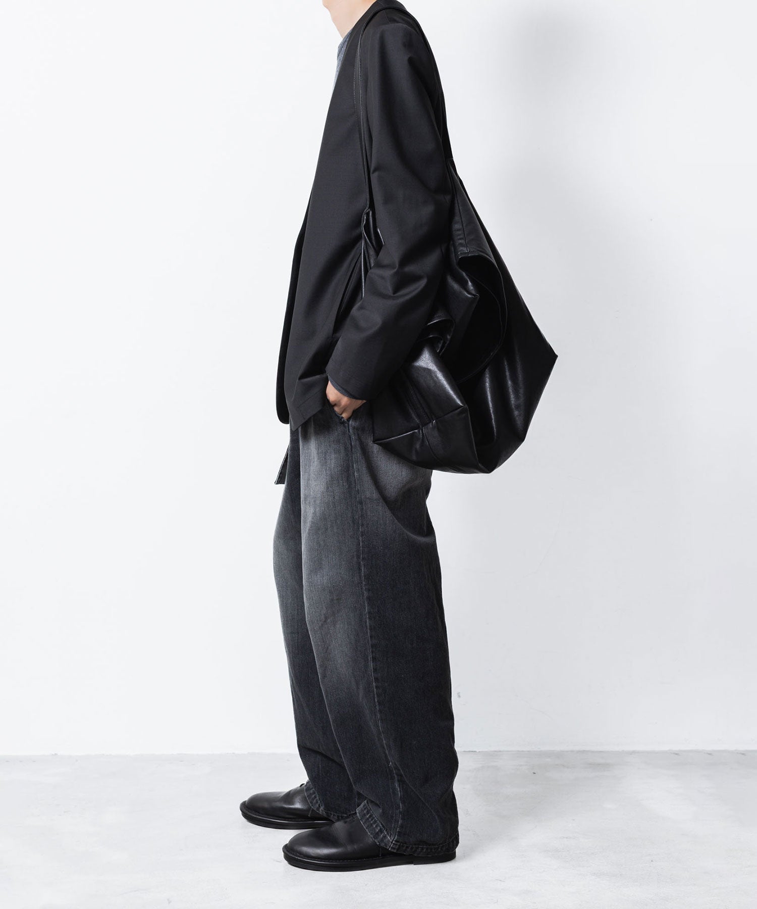 ATTACHMENT アタッチメントの2/80 PE/WO STRETCH TRO COLLARLESS JKT - BLACKの公式通販サイトsession福岡セレクトショップ