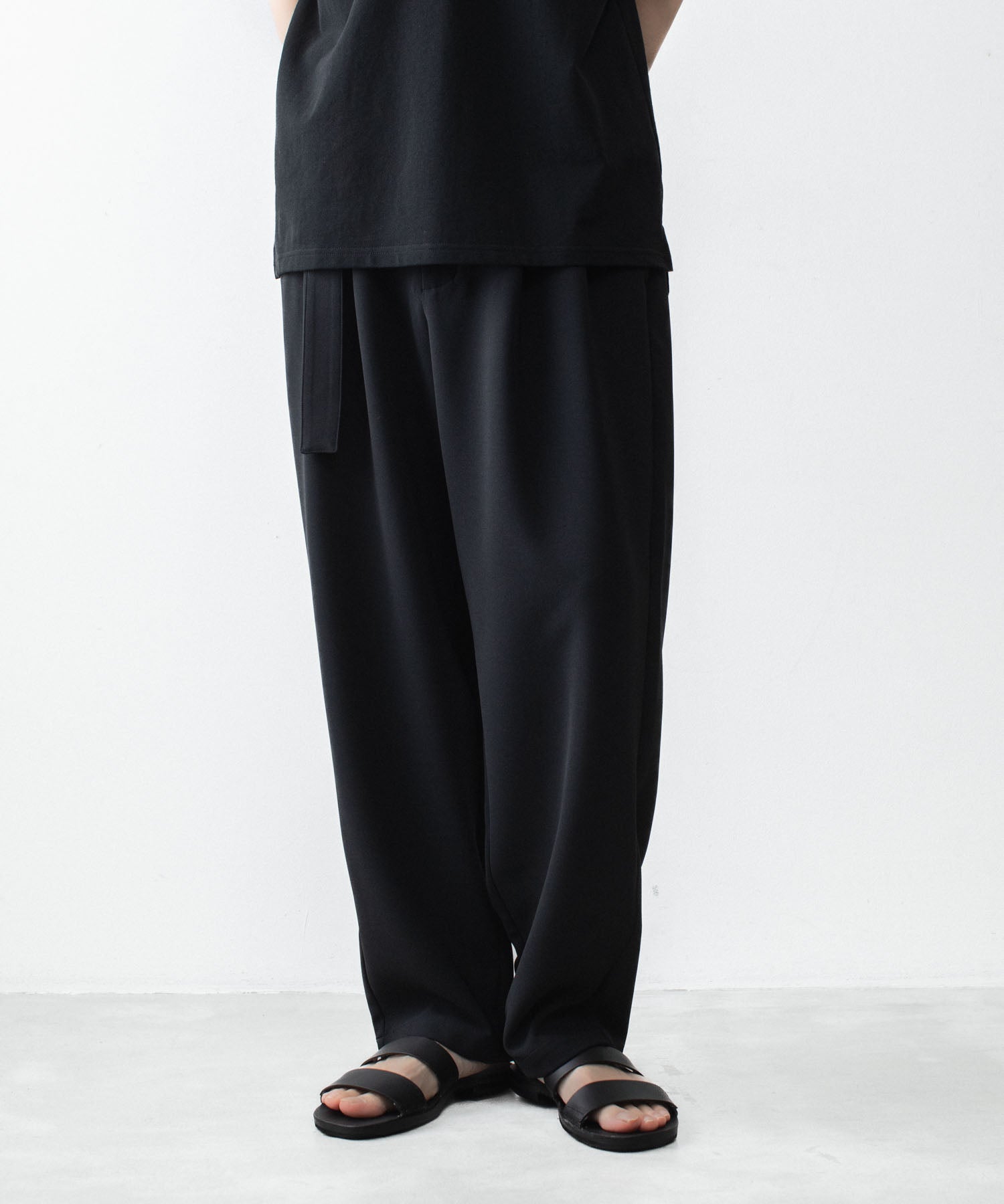 ATTACHMENT /アタッチメント】PE STRETCH DOUBLE CLOTH BELTED WIDE