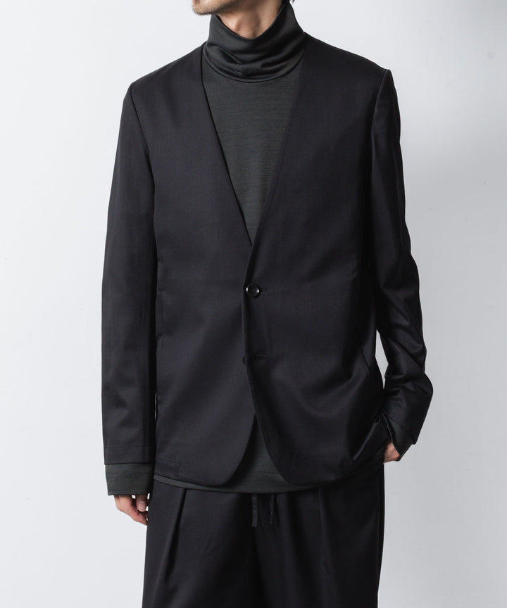 ATTACHMENT アタッチメントのT/W/SI STRETCH GABARDINE COLLARLESS JKT - BLACKの公式通販サイトsession福岡セレクトショップ