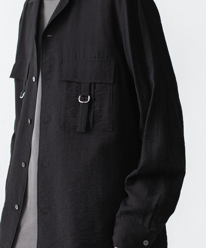 ATTACHMENT アタッチメントのLY/SI LAWN PATCH POCKET OPEN COLLAR L/S SHIRT - BLACKの公式通販サイトsession福岡セレクトショップ