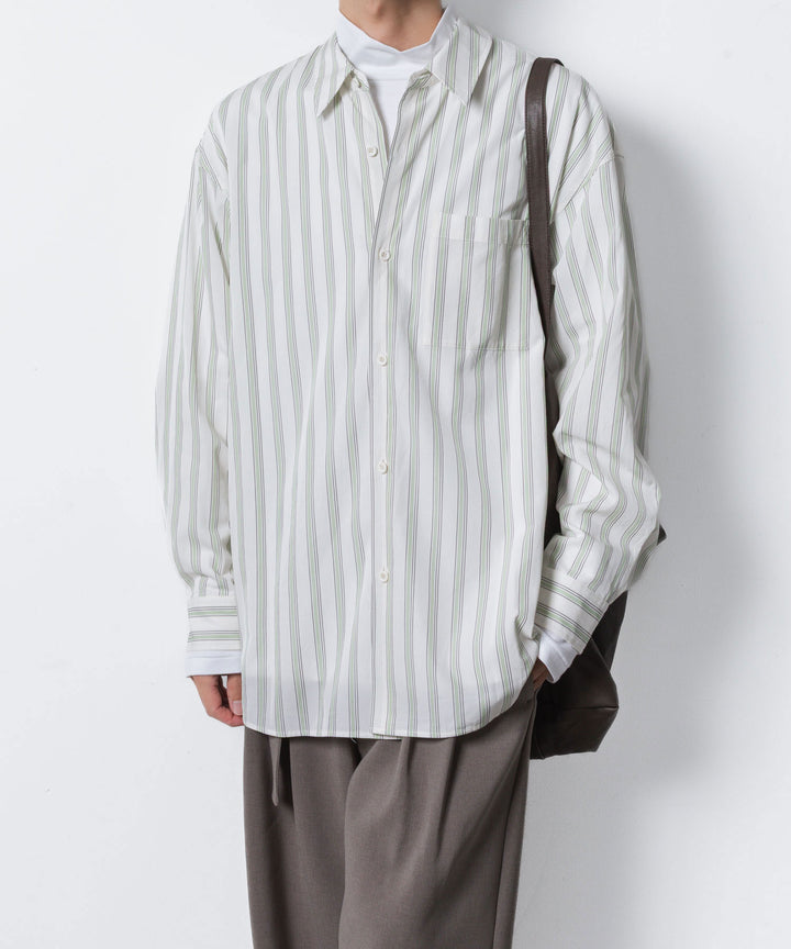 ATTACHMENT アタッチメントのCU/CO STRIPE TWILL L/S SHIRT - S.GREENの公式通販サイトsession福岡セレクトショップ