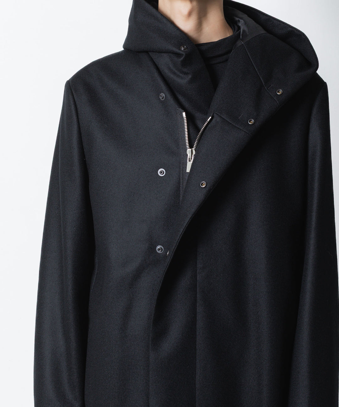 ATTACHMENT / EXCLUSIVE ITEMアタッチメントの2/90 SUPER120S MALTON ZIPUP HOODED COAT - BLACKの公式通販サイトsession福岡セレクトショップ