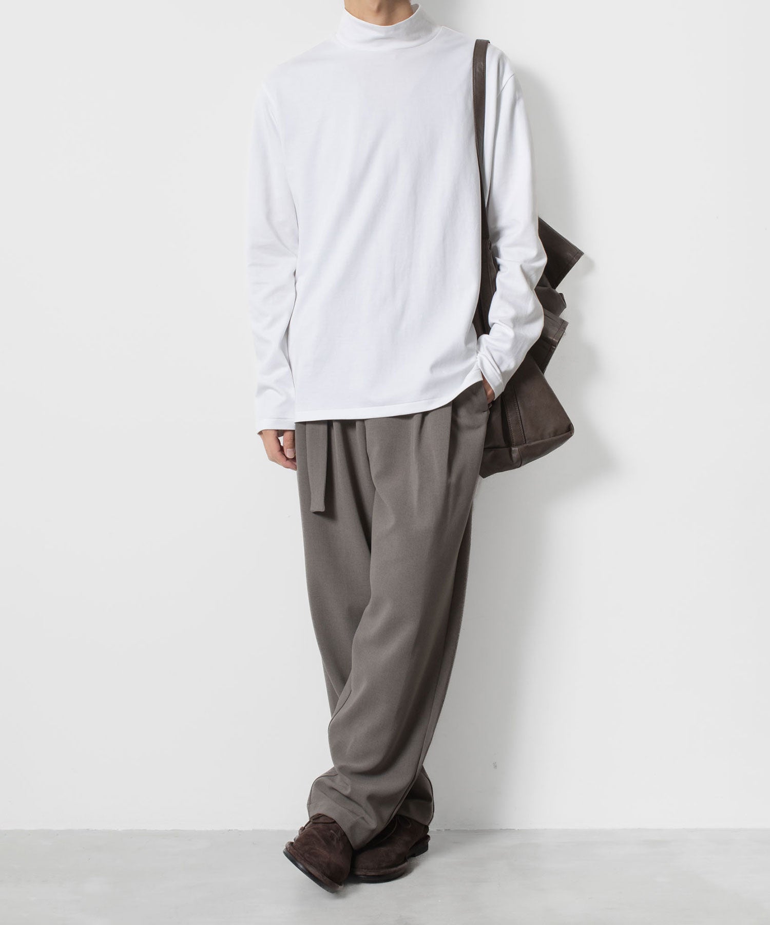 ATTACHMENT アタッチメントのCOTTON DOUBLE FACE SLIM FIT HIGHNECK L/S TEE - WHITEの公式通販サイトsession福岡セレクトショップ