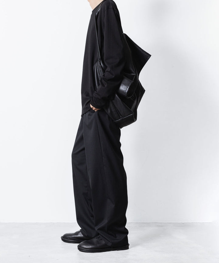 【 ATTACHMENT 】COTTON DOUBLE FACE SLIM FIT L/S TEE - BLACK