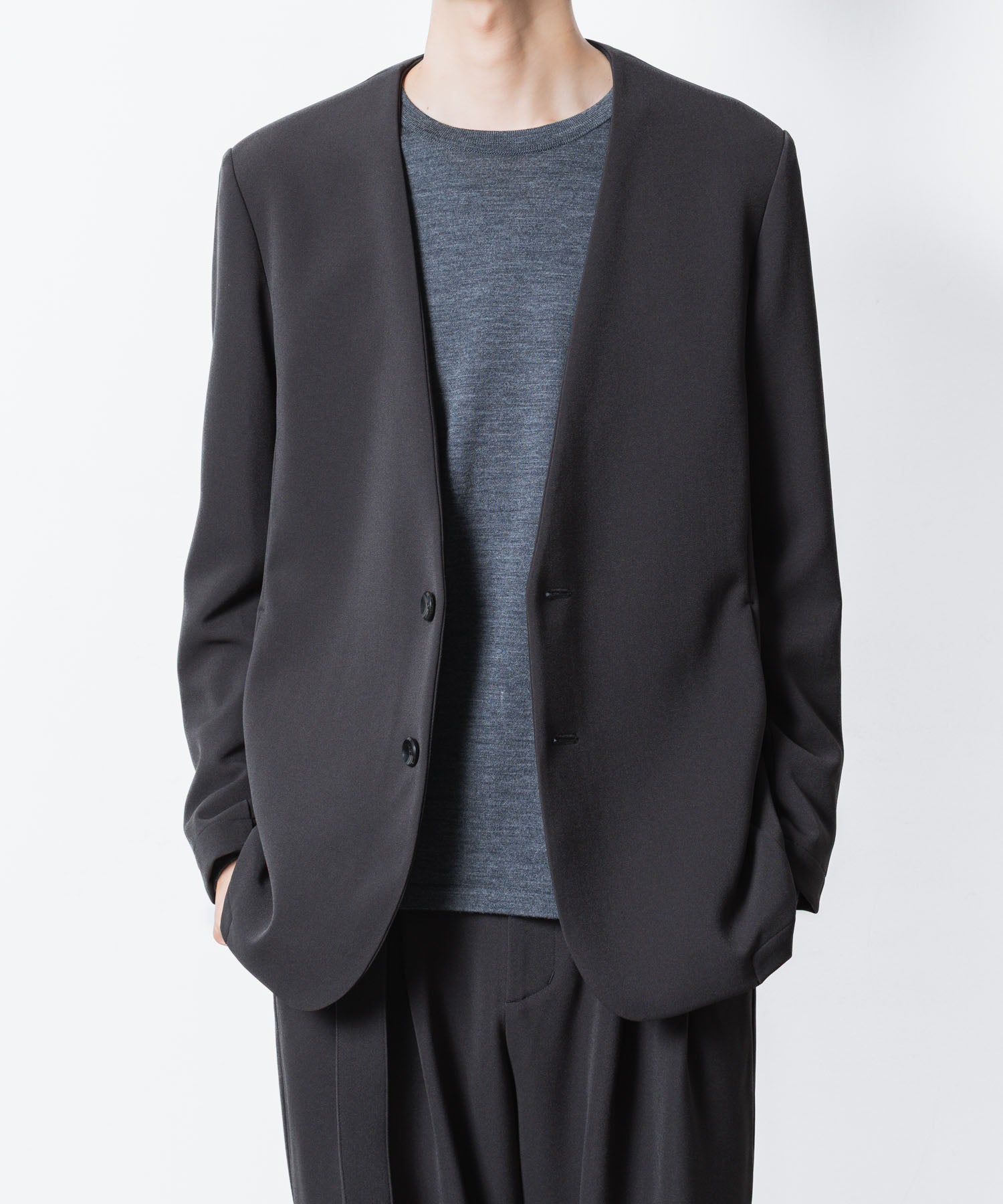 ATTACHMENT アタッチメントのPE STRETCH DOUBLE CLOTH COLLARLESS JKT - D.GRAYの公式通販サイトsession福岡セレクトショップ