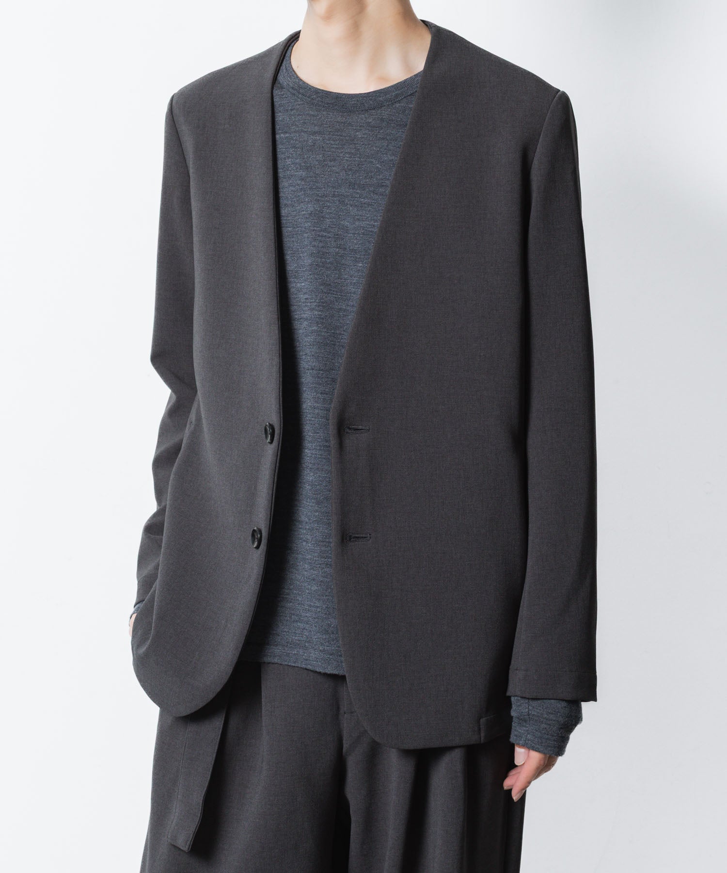 ATTACHMENT アタッチメントのPE STRETCH DOUBLE CLOTH COLLARLESS JKT - X.GRAYの公式通販サイトsession福岡セレクトショップ