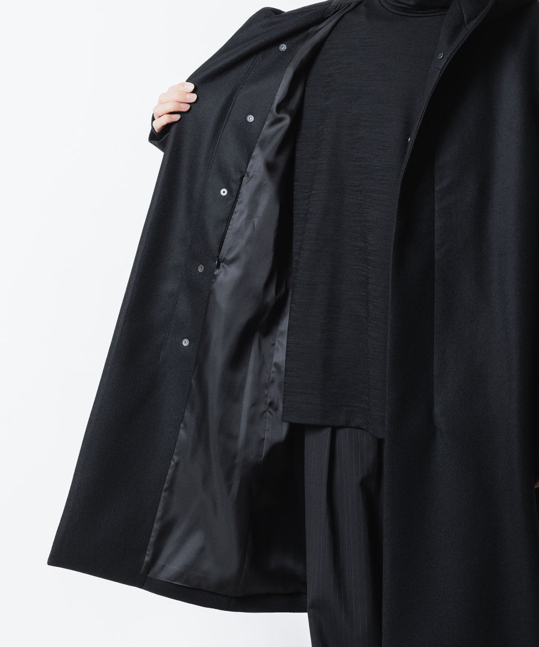 ATTACHMENT / EXCLUSIVE ITEMアタッチメントの2/90 SUPER120S MALTON ZIPUP HOODED COAT - BLACKの公式通販サイトsession福岡セレクトショップ