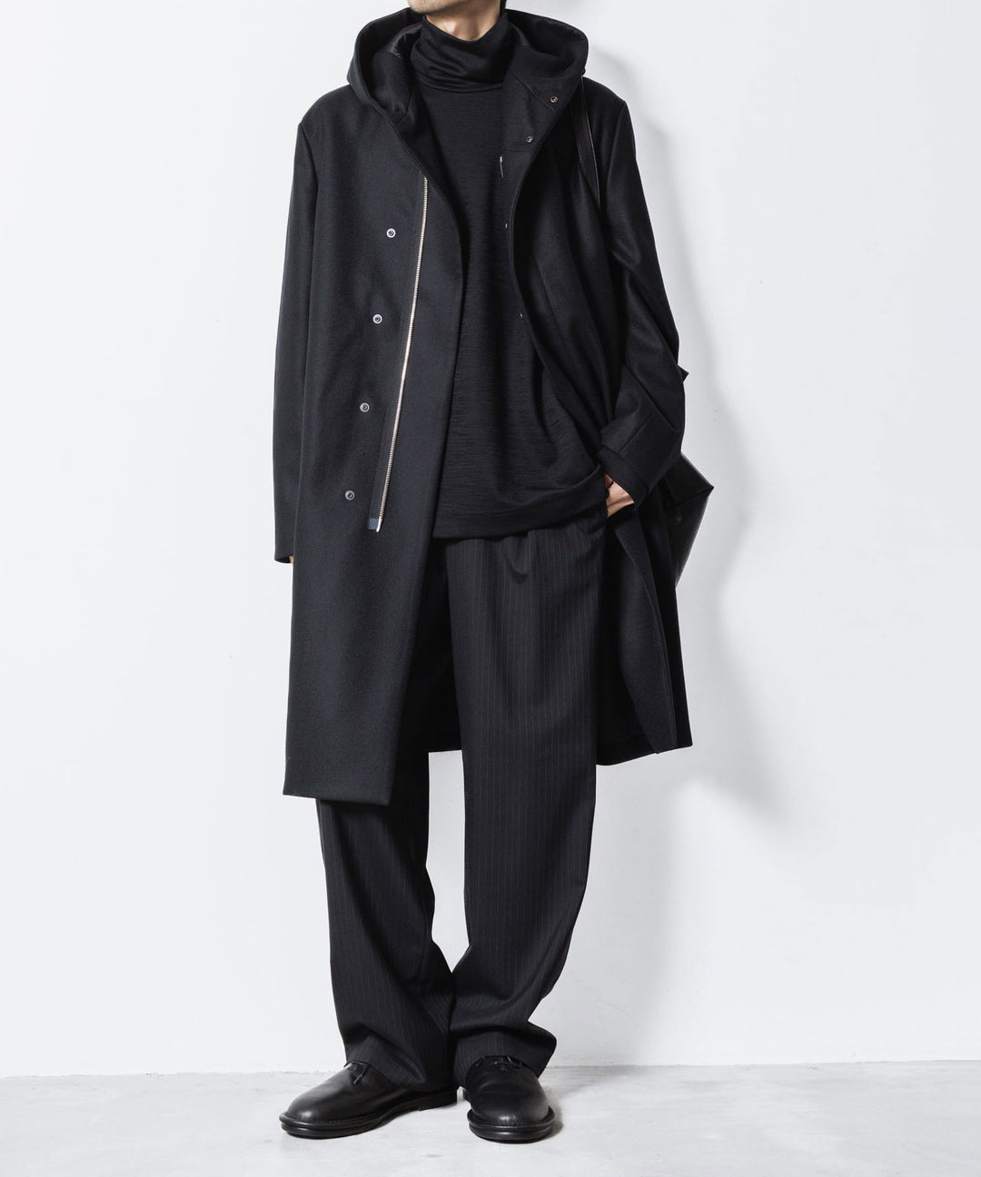 ATTACHMENT / EXCLUSIVE ITEMアタッチメントの2/90 SUPER120S MALTON ZIPUP HOODED COAT - BLACKの公式通販サイトsession福岡セレクトショップ