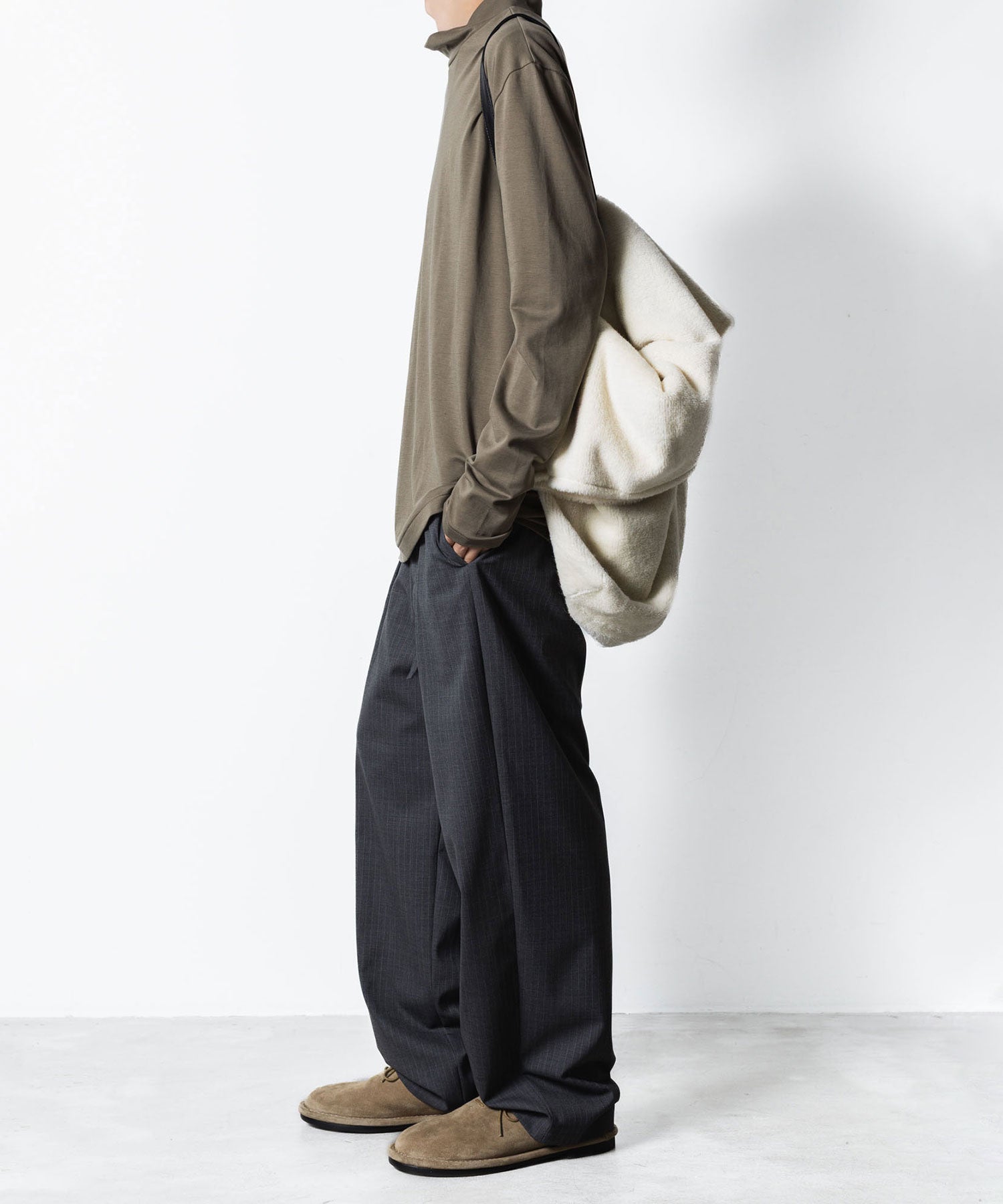 ATTACHMENT アタッチメントのCOTTON DOUBLE FACE SLIM FIT HIGHNECK L/S TEE - CAMELの公式通販サイトsession福岡セレクトショップ