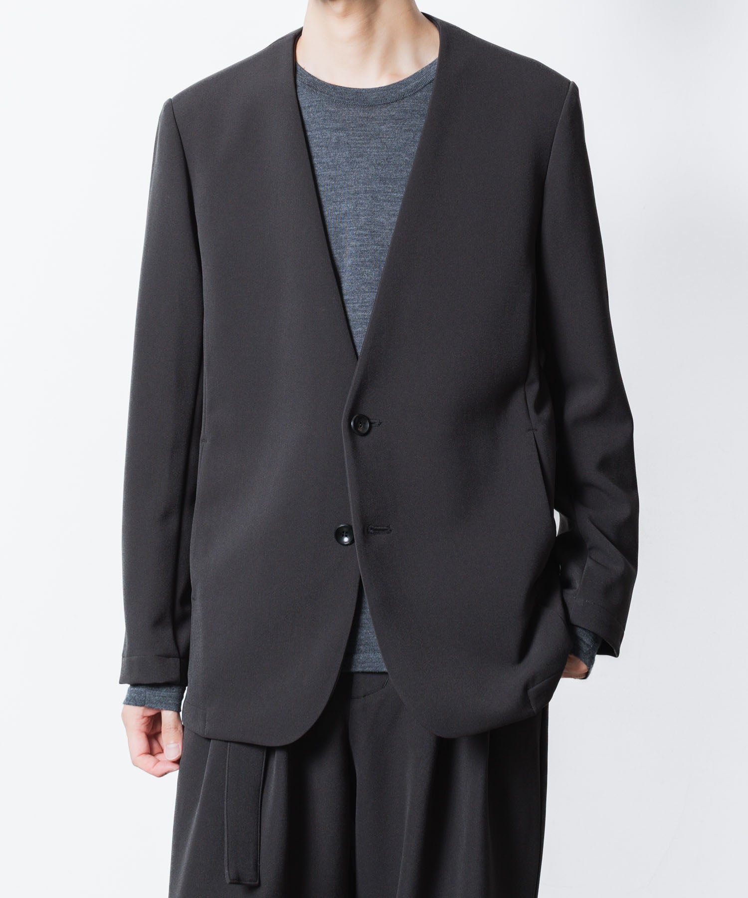 ATTACHMENT アタッチメントのPE STRETCH DOUBLE CLOTH COLLARLESS JKT - D.GRAYの公式通販サイトsession福岡セレクトショップ