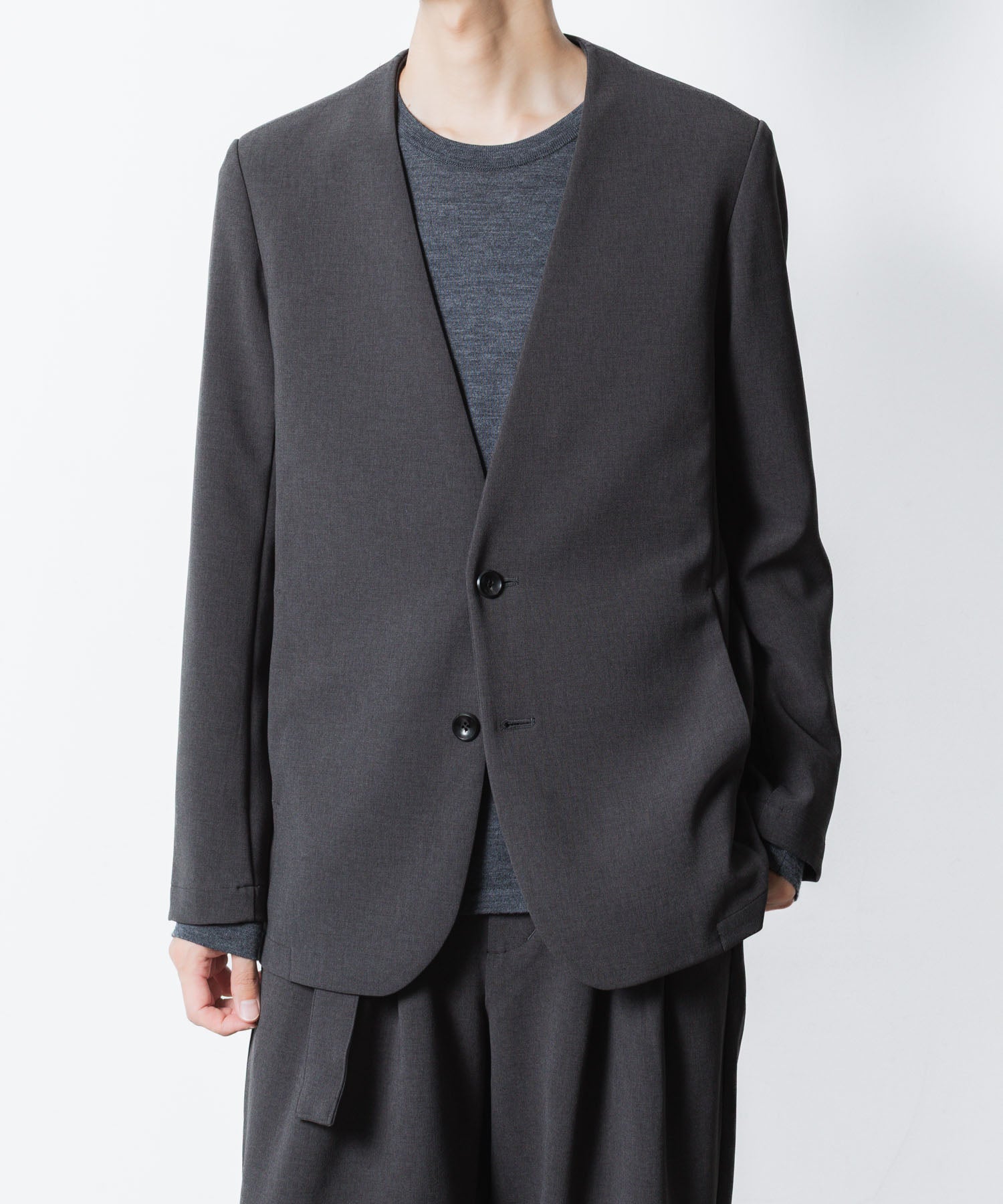 ATTACHMENT アタッチメントのPE STRETCH DOUBLE CLOTH COLLARLESS JKT - X.GRAYの公式通販サイトsession福岡セレクトショップ