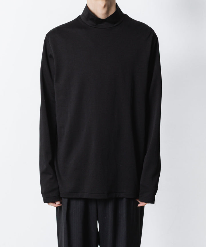 ATTACHMENT アタッチメントのCOTTON DOUBLE FACE SLIM FIT HIGHNECK L/S TEE - BLACKの公式通販サイトsession福岡セレクトショップ