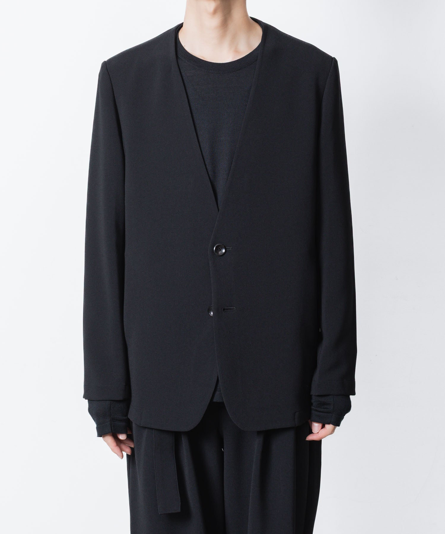 ATTACHMENT アタッチメントのPE STRETCH DOUBLE CLOTH COLLARLESS JKT - BLACKの公式通販サイトsession福岡セレクトショップ