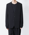 【 ATTACHMENT 】PE STRETCH DOUBLE CLOTH COLLARLESS JKT - BLACK