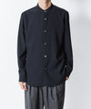 【 ATTACHMENT 】PE COMPACT TWILL BAND COLLAR DRESS SHIRT - NAVY