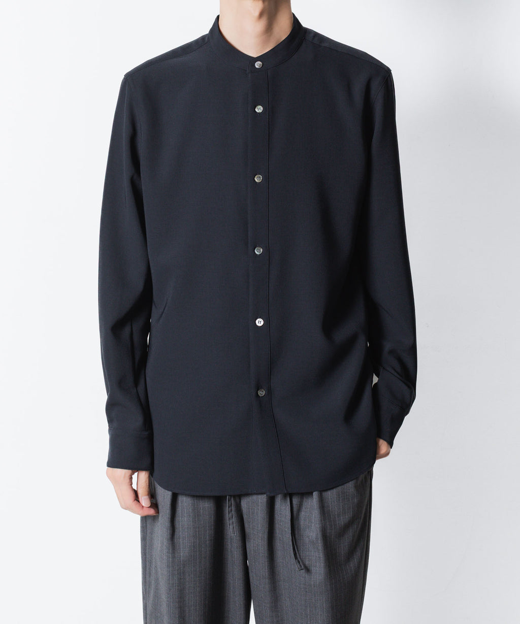 ATTACHMENT アタッチメントのPE COMPACT TWILL BAND COLLAR DRESS SHIRT - NAVYの公式通販サイトsession福岡セレクトショップ