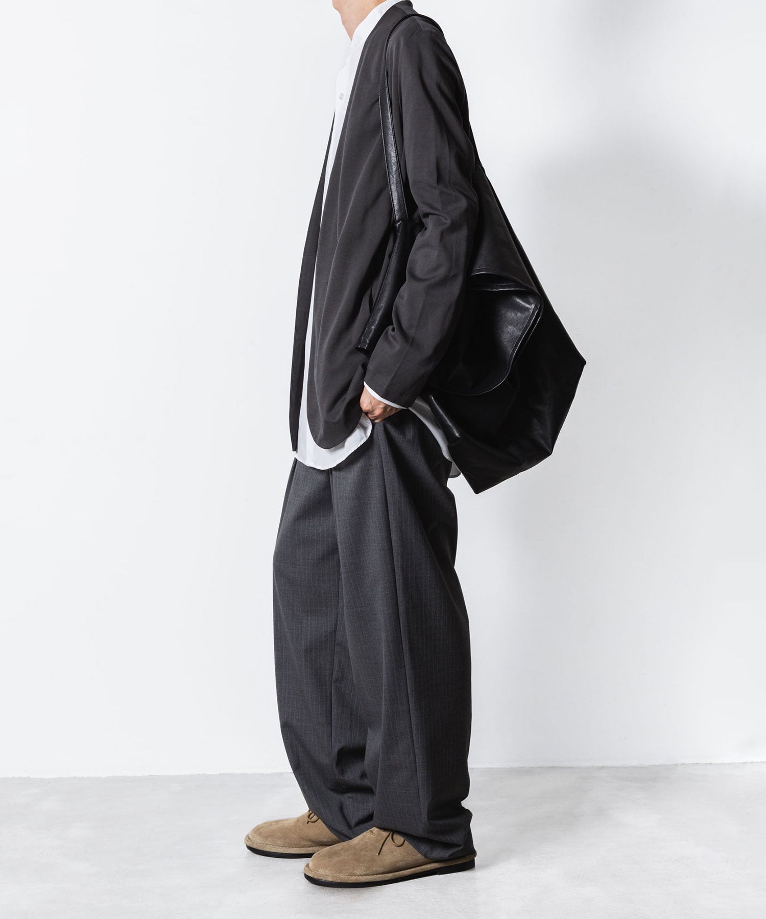 ATTACHMENT アタッチメントのCOTTON DOUBLE FACE COLLARLESS CARDIGAN - D.GRAYの公式通販サイトsession福岡セレクトショップ