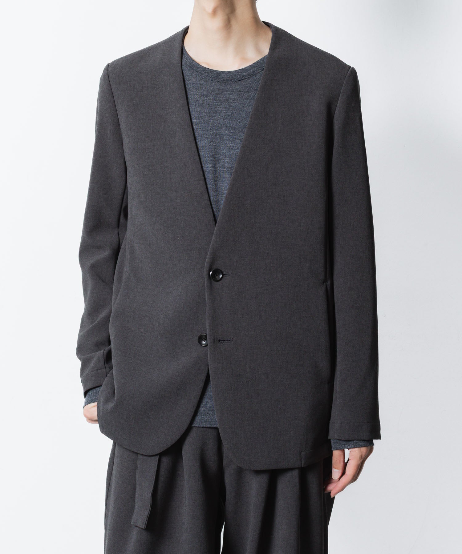 ATTACHMENT アタッチメントのPE STRETCH DOUBLE CLOTH COLLARLESS JKT - X.GRAYの公式通販サイトsession福岡セレクトショップ