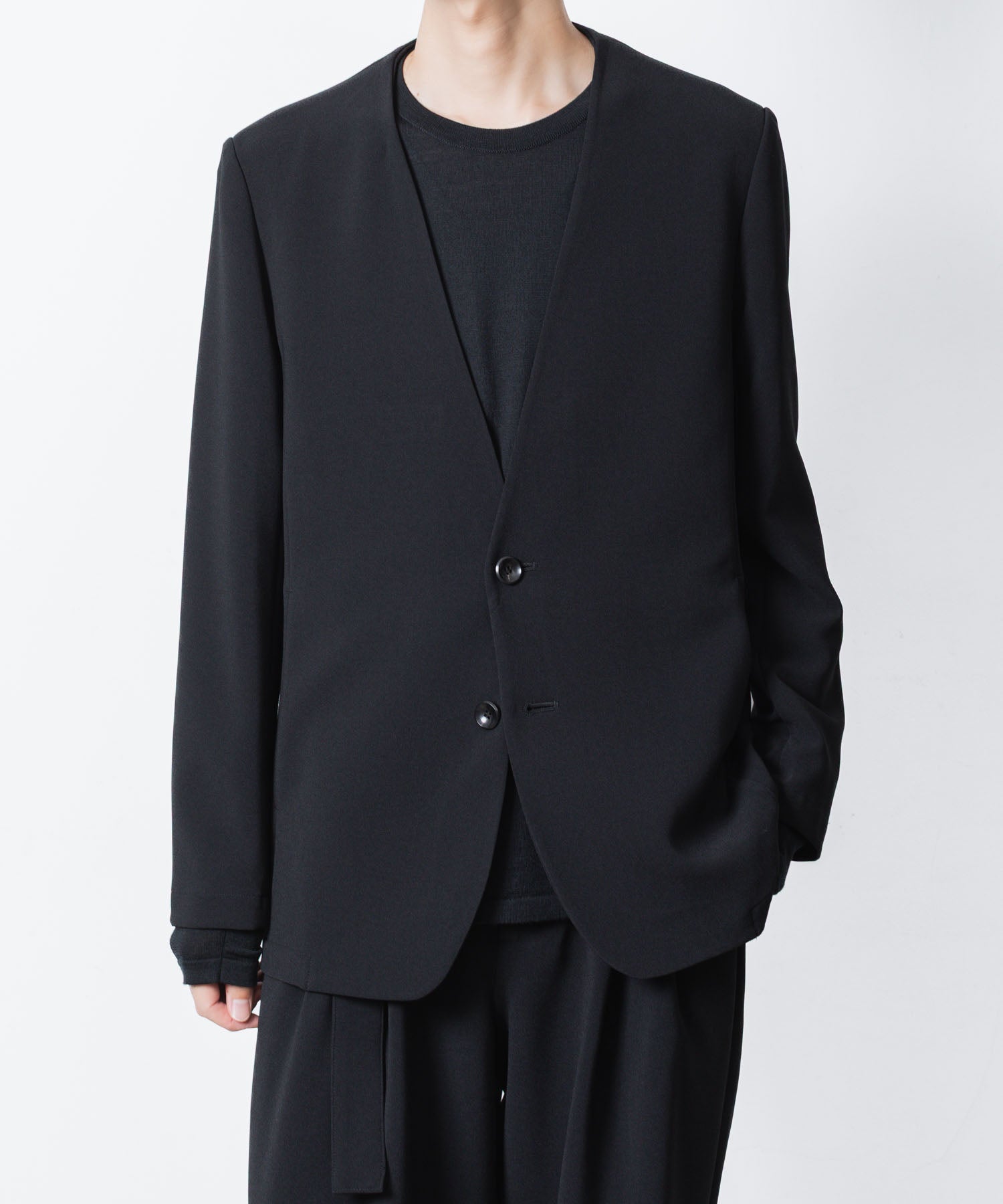 ATTACHMENT アタッチメントのPE STRETCH DOUBLE CLOTH COLLARLESS JKT - BLACKの公式通販サイトsession福岡セレクトショップ