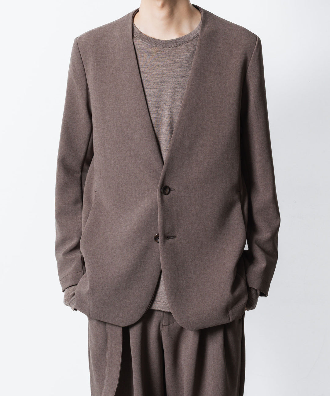 ATTACHMENT アタッチメントのPE STRETCH DOUBLE CLOTH COLLARLESS JKT - D.KH GRAYの公式通販サイトsession福岡セレクトショップ