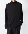 【 ATTACHMENT 】COTTON DOUBLE FACE SLIM FIT HIGHNECK L/S TEE - BLACK