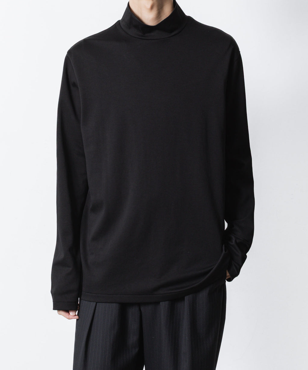 ATTACHMENT アタッチメントのCOTTON DOUBLE FACE SLIM FIT HIGHNECK L/S TEE - BLACKの公式通販サイトsession福岡セレクトショップ