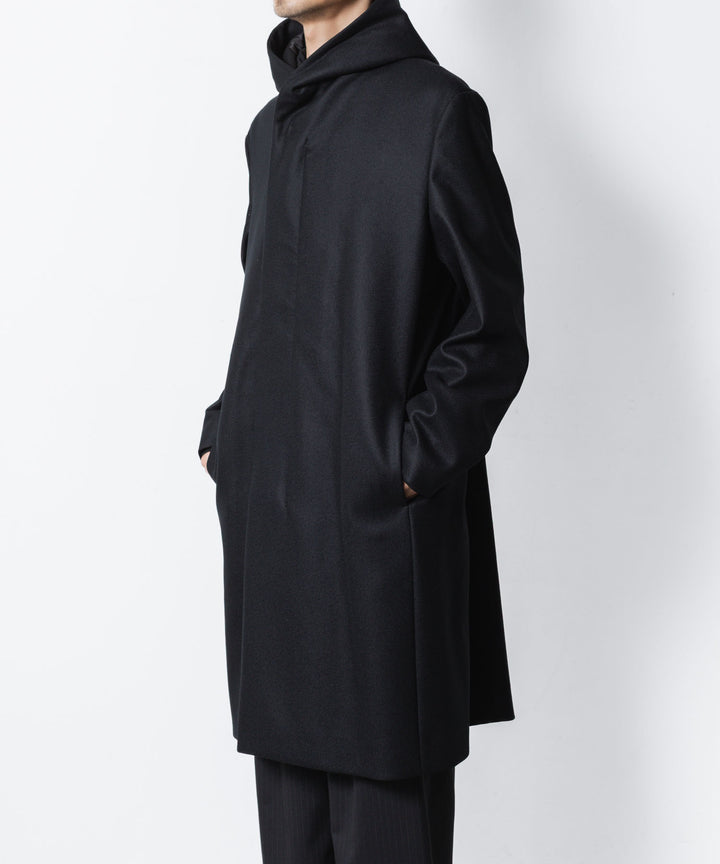 ATTACHMENT / EXCLUSIVE ITEMアタッチメントの2/90 SUPER120S MALTON ZIPUP HOODED COAT - BLACKの公式通販サイトsession福岡セレクトショップ