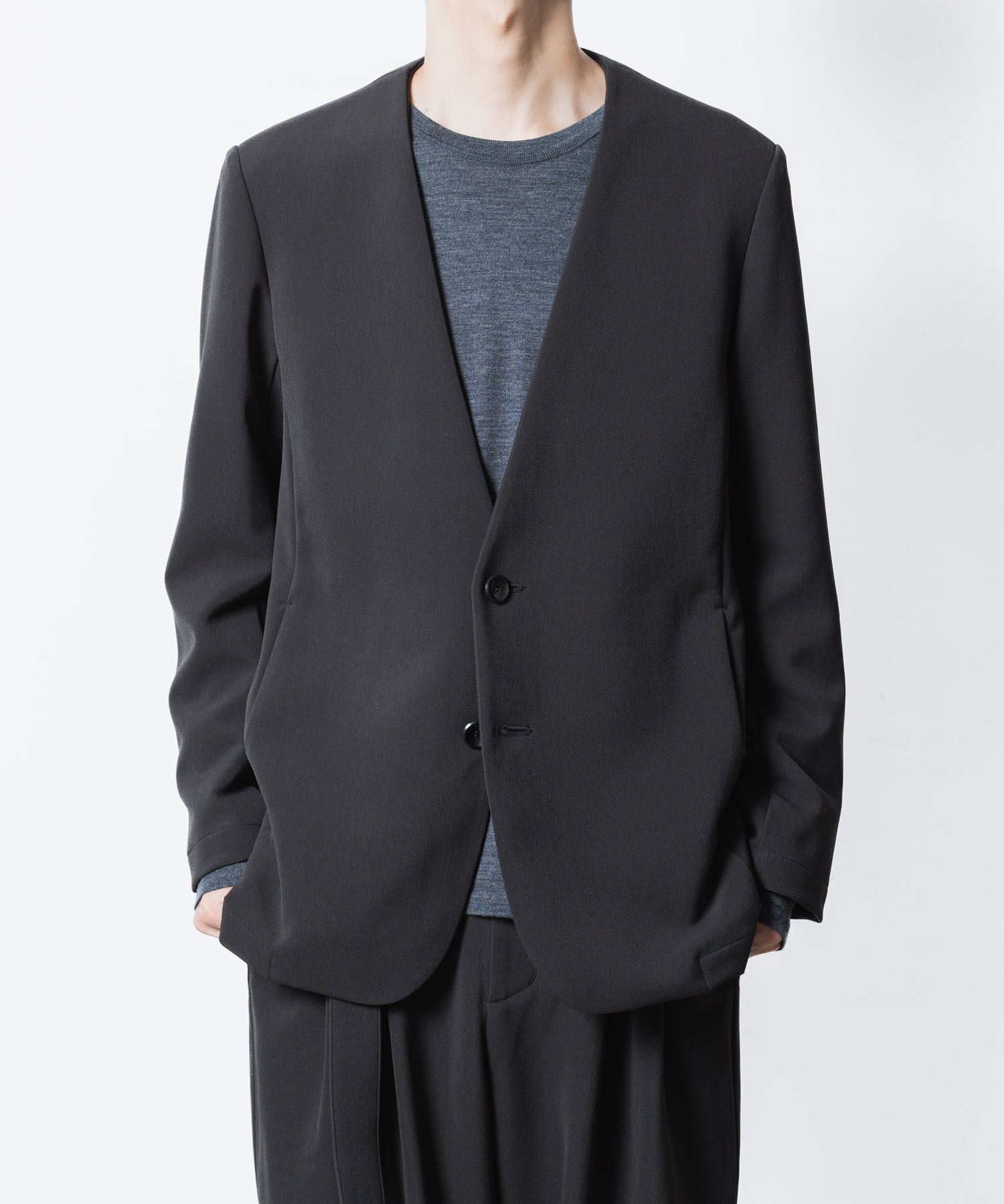 ATTACHMENT アタッチメントのPE STRETCH DOUBLE CLOTH COLLARLESS JKT - D.GRAYの公式通販サイトsession福岡セレクトショップ