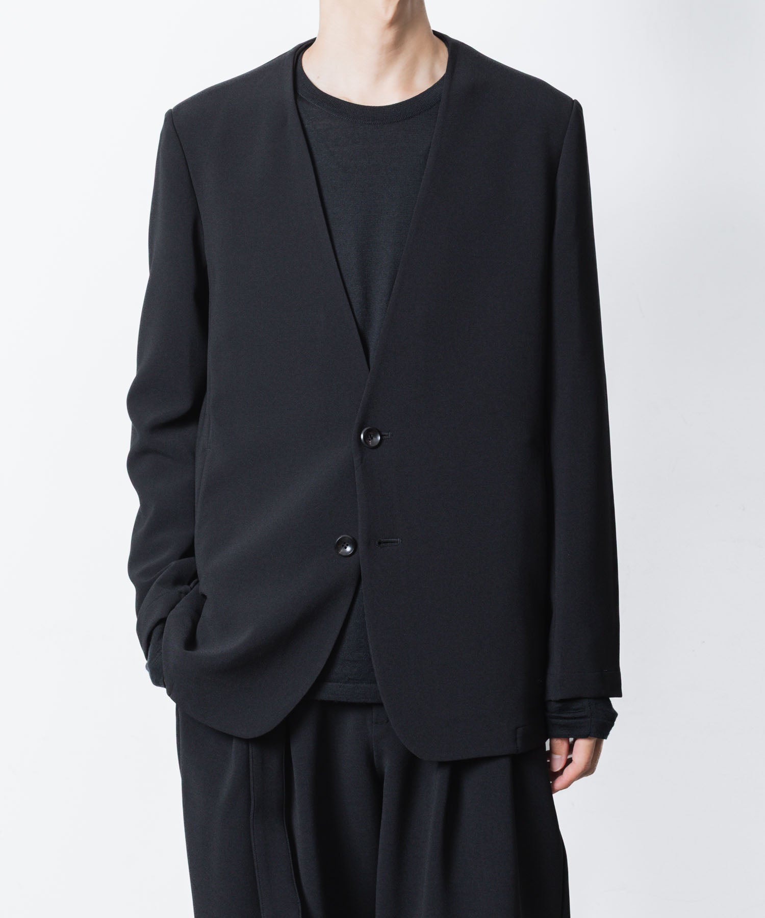 ATTACHMENT アタッチメントのPE STRETCH DOUBLE CLOTH COLLARLESS JKT - BLACKの公式通販サイトsession福岡セレクトショップ