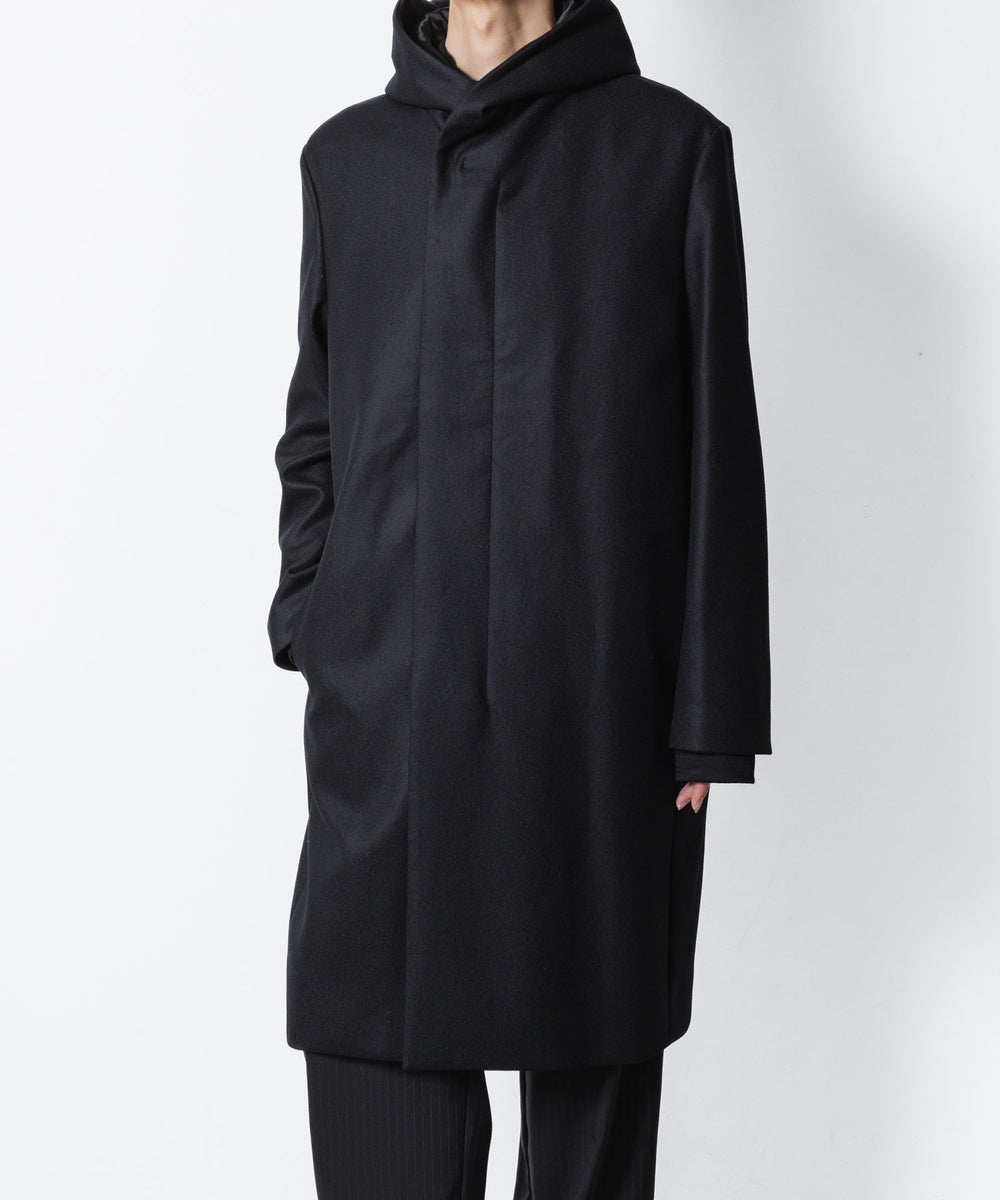 ATTACHMENT / EXCLUSIVE ITEMアタッチメントの2/90 SUPER120S MALTON ZIPUP HOODED COAT - BLACKの公式通販サイトsession福岡セレクトショップ