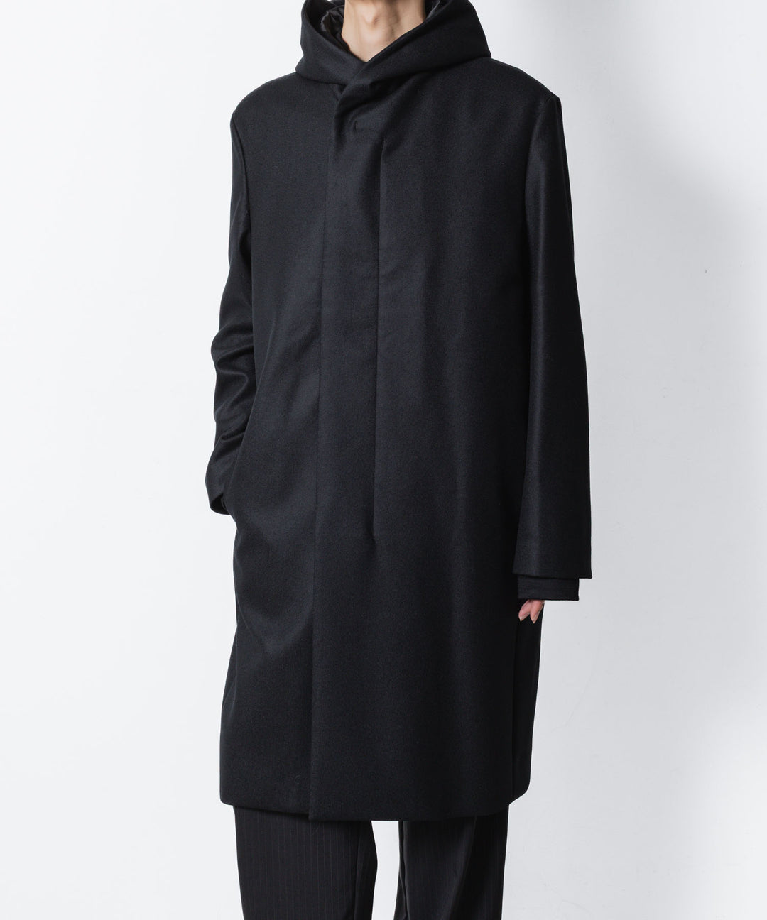 ATTACHMENT / EXCLUSIVE ITEMアタッチメントの2/90 SUPER120S MALTON ZIPUP HOODED COAT - BLACKの公式通販サイトsession福岡セレクトショップ