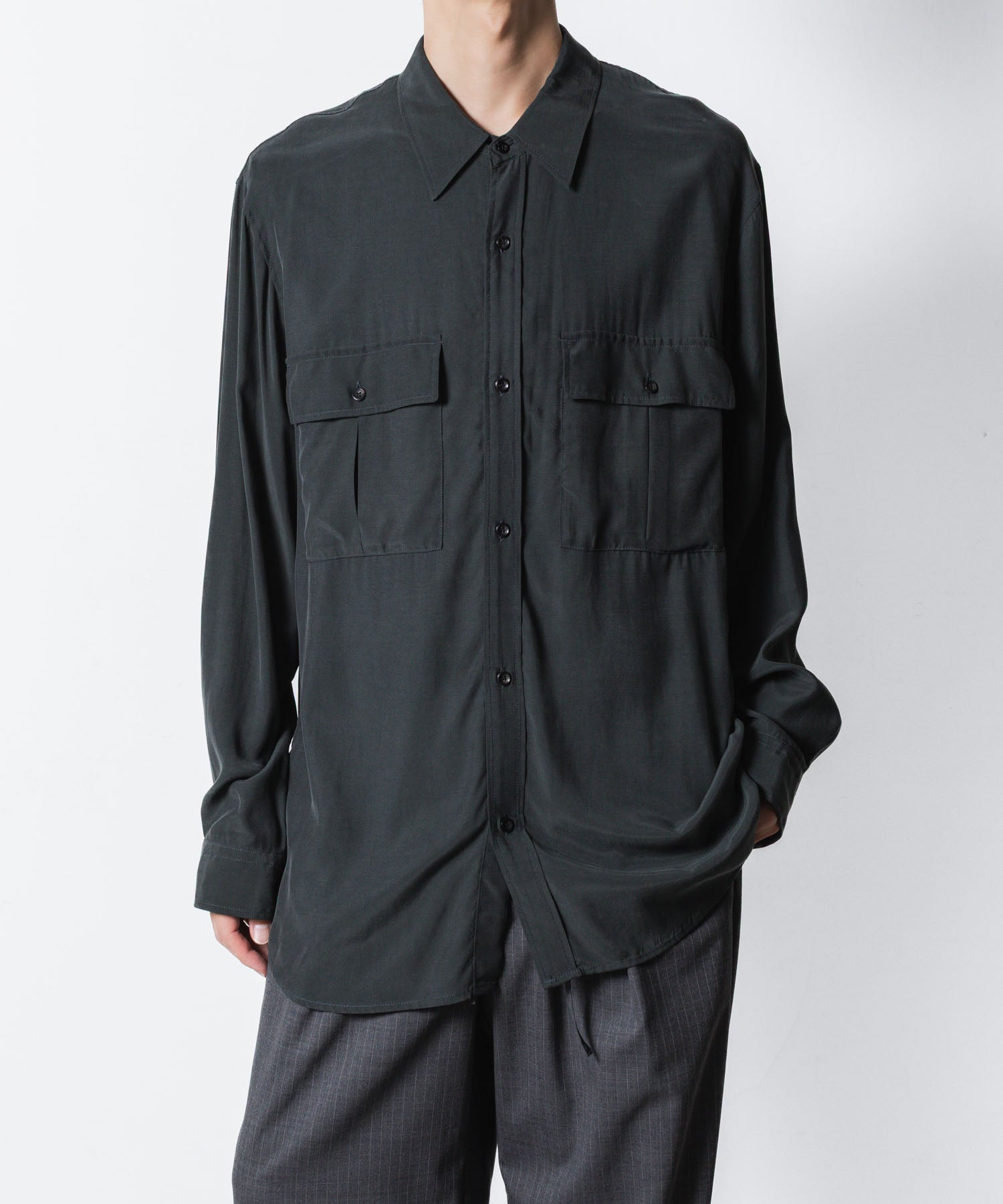 ATTACHMENT アタッチメントのCU/RY FIBRIL TAFFETA PATCH POCKET L/S SHIRT - D.GRAYの公式通販サイトsession福岡セレクトショップ