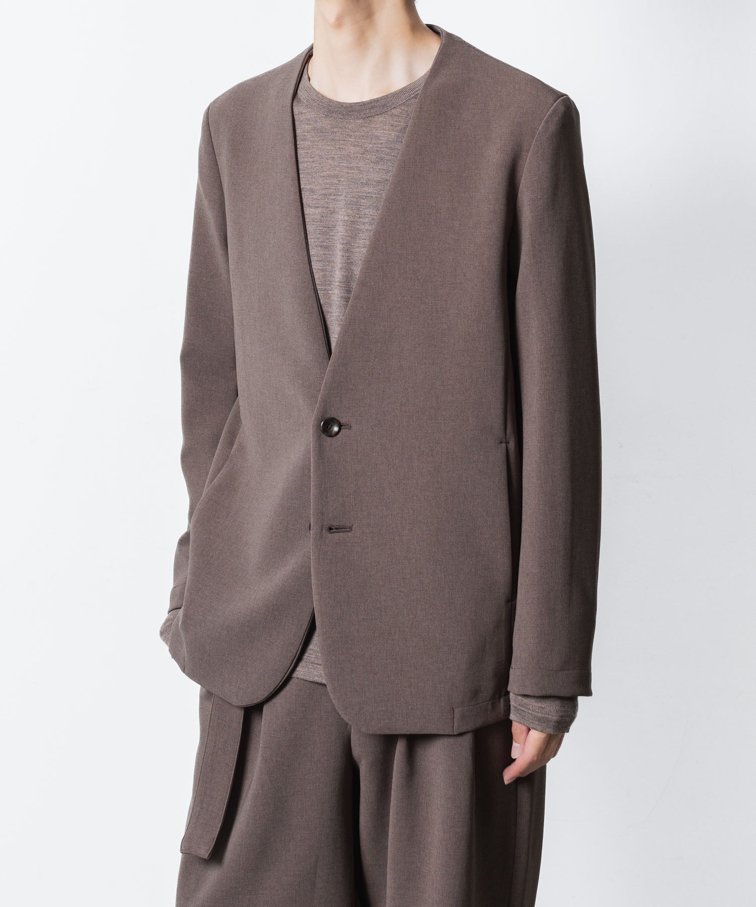 ATTACHMENT アタッチメントのPE STRETCH DOUBLE CLOTH COLLARLESS JKT - D.KH GRAYの公式通販サイトsession福岡セレクトショップ