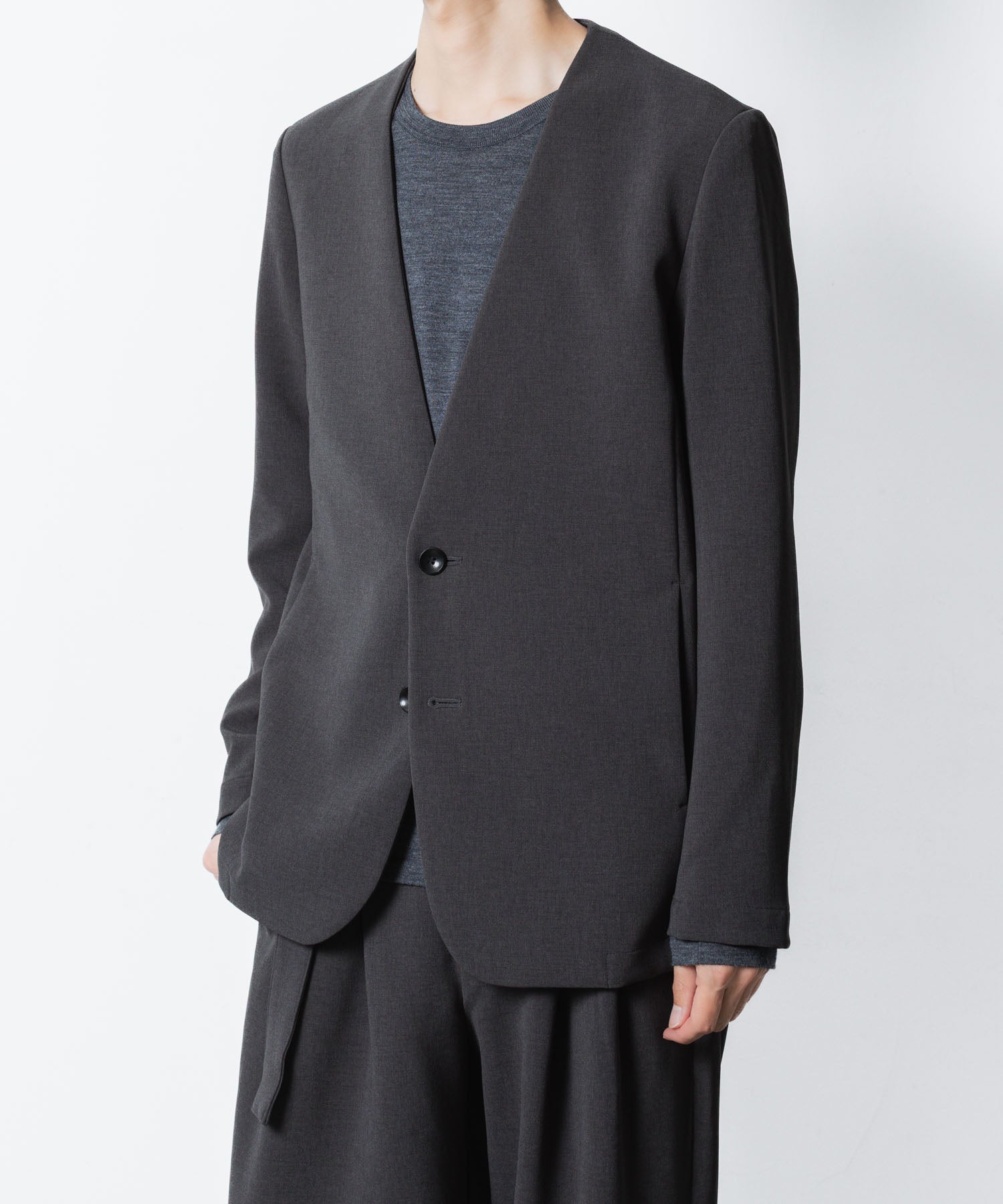 ATTACHMENT アタッチメントのPE STRETCH DOUBLE CLOTH COLLARLESS JKT - X.GRAYの公式通販サイトsession福岡セレクトショップ