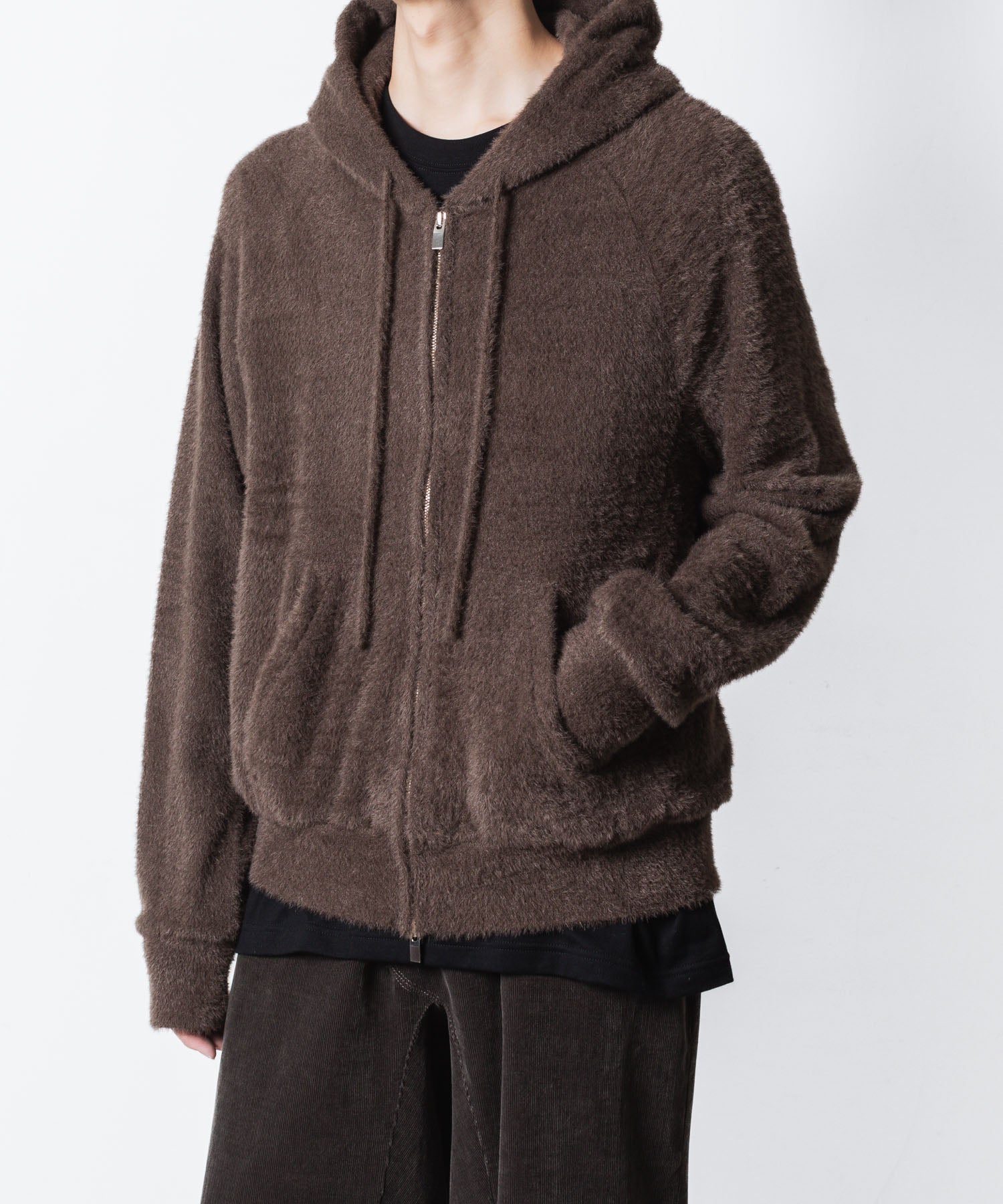 VEIN ヴェインのMALL YARN JERSEY ZIP UP HOODIE - BROWNの公式通販サイトsession福岡セレクトショップ