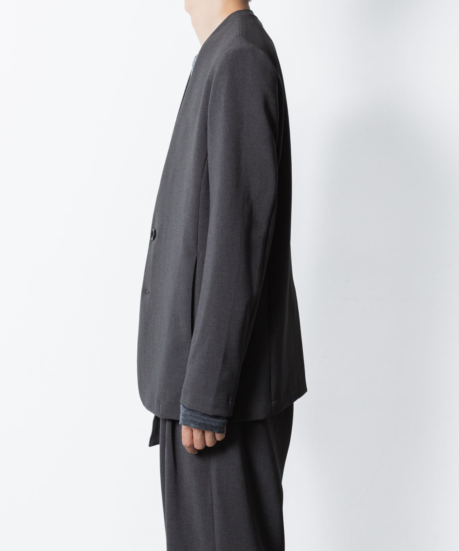 ATTACHMENT アタッチメントのPE STRETCH DOUBLE CLOTH COLLARLESS JKT - X.GRAYの公式通販サイトsession福岡セレクトショップ