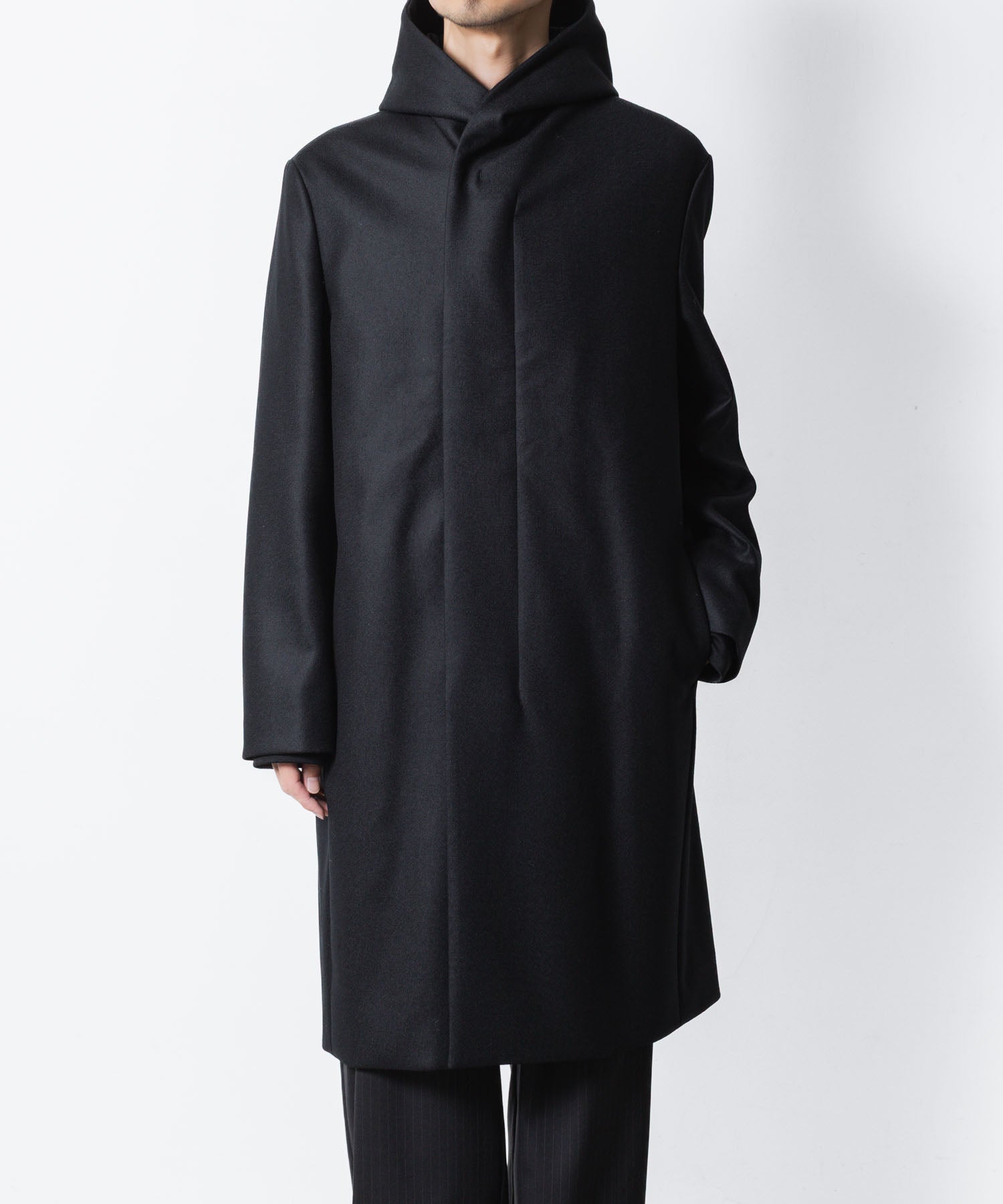 ATTACHMENT / EXCLUSIVE ITEMアタッチメントの2/90 SUPER120S MALTON ZIPUP HOODED COAT - BLACKの公式通販サイトsession福岡セレクトショップ