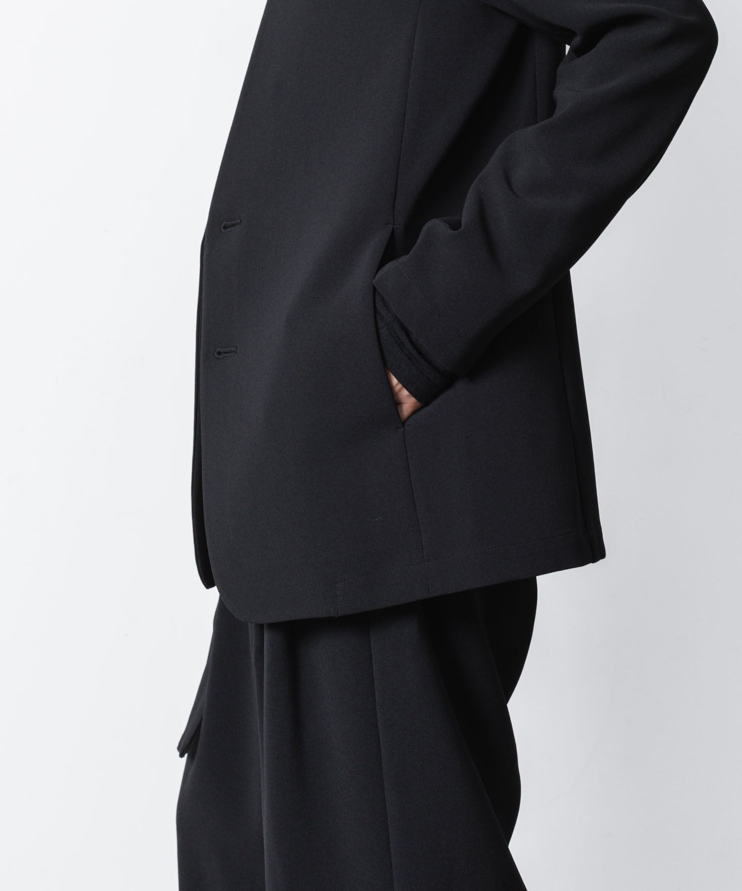 ATTACHMENT アタッチメントのPE STRETCH DOUBLE CLOTH COLLARLESS JKT - BLACKの公式通販サイトsession福岡セレクトショップ