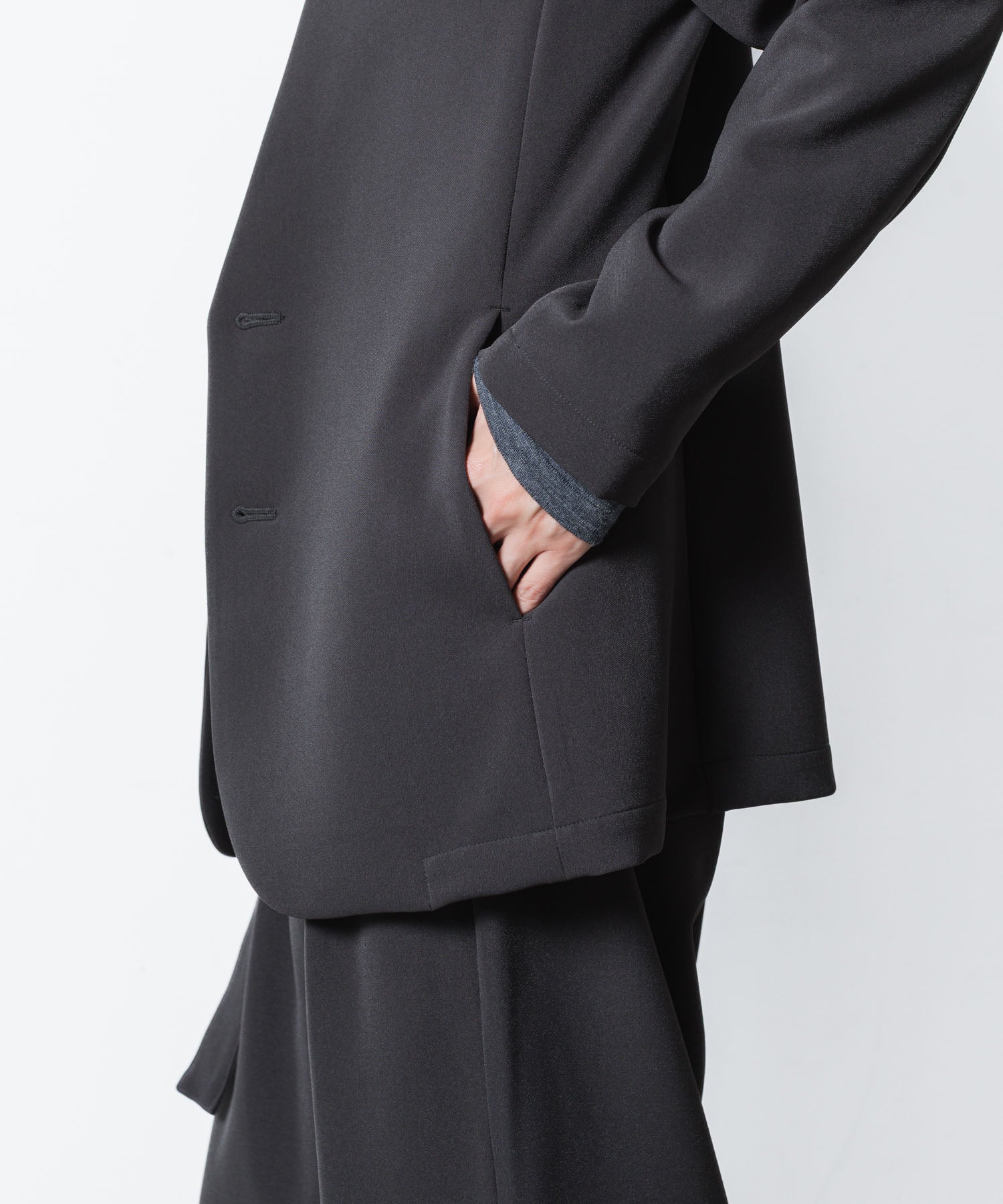 ATTACHMENT アタッチメントのPE STRETCH DOUBLE CLOTH COLLARLESS JKT - D.GRAYの公式通販サイトsession福岡セレクトショップ