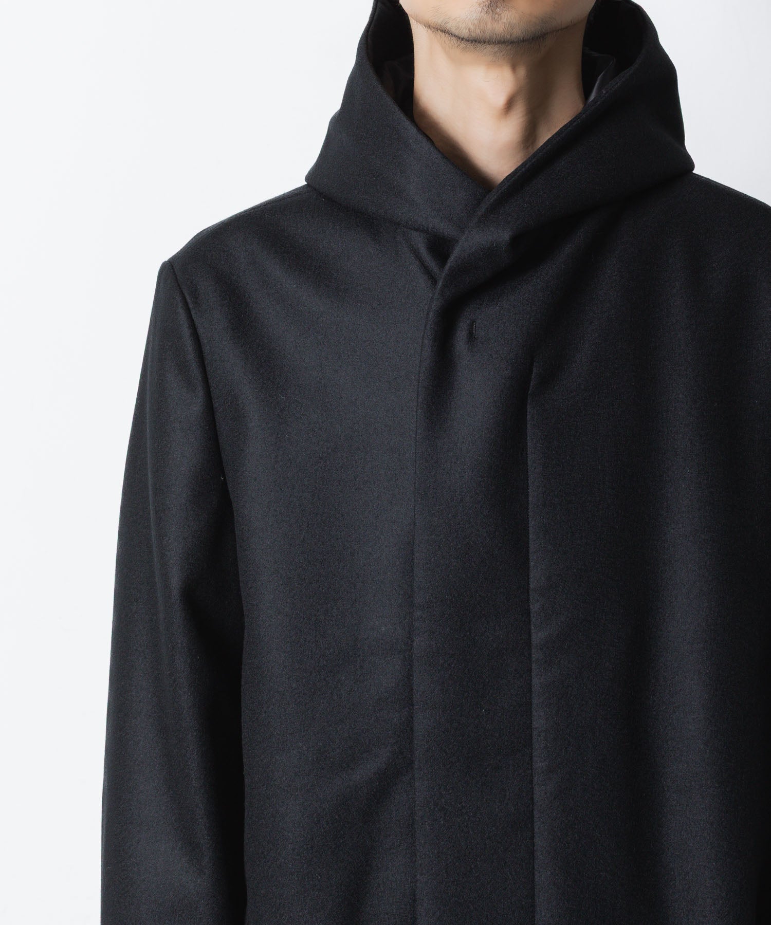 ATTACHMENT / EXCLUSIVE ITEMアタッチメントの2/90 SUPER120S MALTON ZIPUP HOODED COAT - BLACKの公式通販サイトsession福岡セレクトショップ