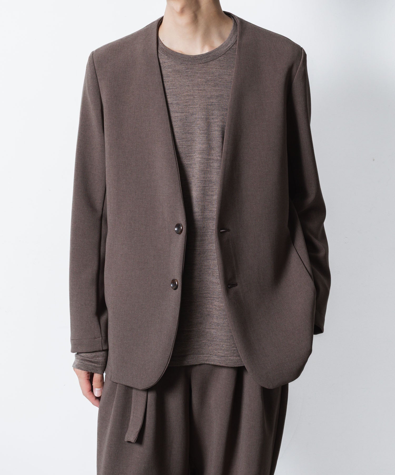 ATTACHMENT アタッチメントのPE STRETCH DOUBLE CLOTH COLLARLESS JKT - D.KH GRAYの公式通販サイトsession福岡セレクトショップ