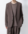 【 ATTACHMENT 】PE STRETCH DOUBLE CLOTH COLLARLESS JKT - D.KH GRAY